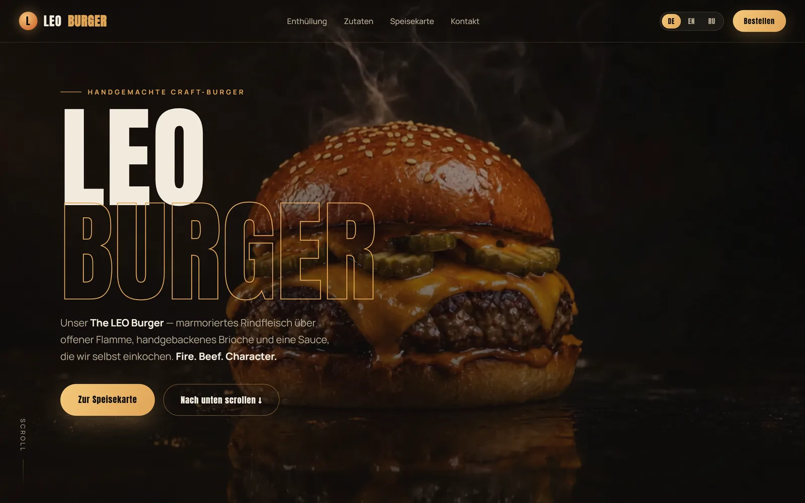 Leo Burger Startseite auf dem Desktop