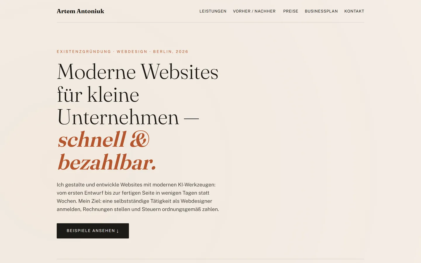 Webdesign-Präsentation — Eigene Leistungspräsentation